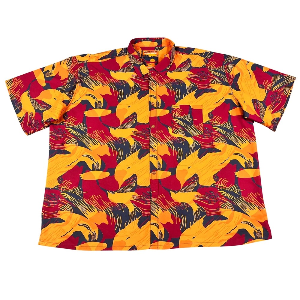 Warrior Co Mens 4XL Hot Summer Brushstroke Camo Button Up Shirt Short Sleeve EUC